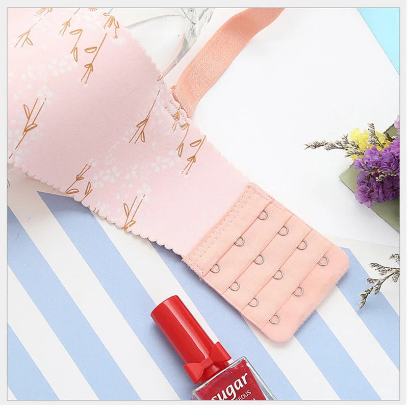 Women Floral Print Seamless Bra Wire Free Push Up Lingerie for All Seasons