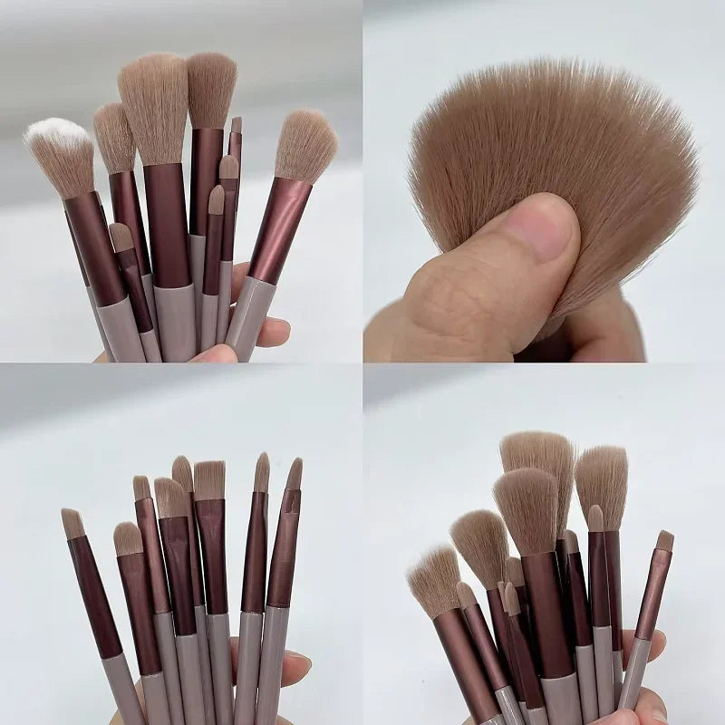 13 15 Piece Nylon Makeup Brush Set For Eyeshadow Foundation With Soft Cosmetic Tools In Carry Bag