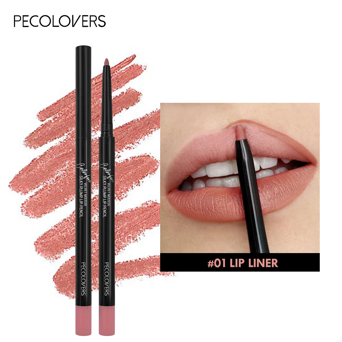 Waterproof Matte Lipliner Pencil in Red Long Lasting Non-Stick Moisturizing Tint