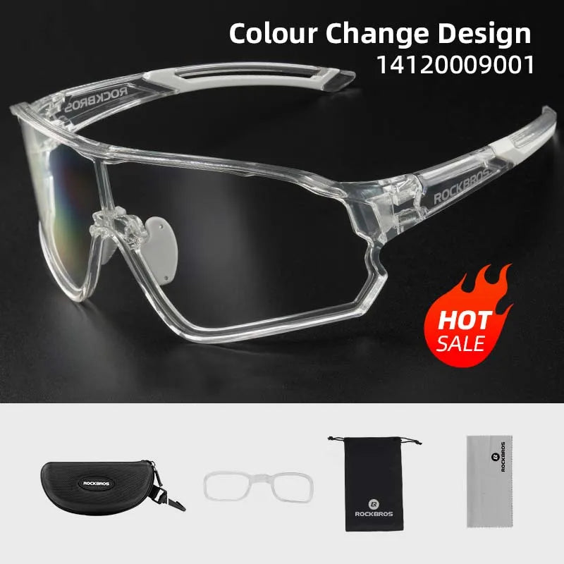 Rockbros Photochromic Cycling Glasses UV400 Protection for MTB and Road Bike
