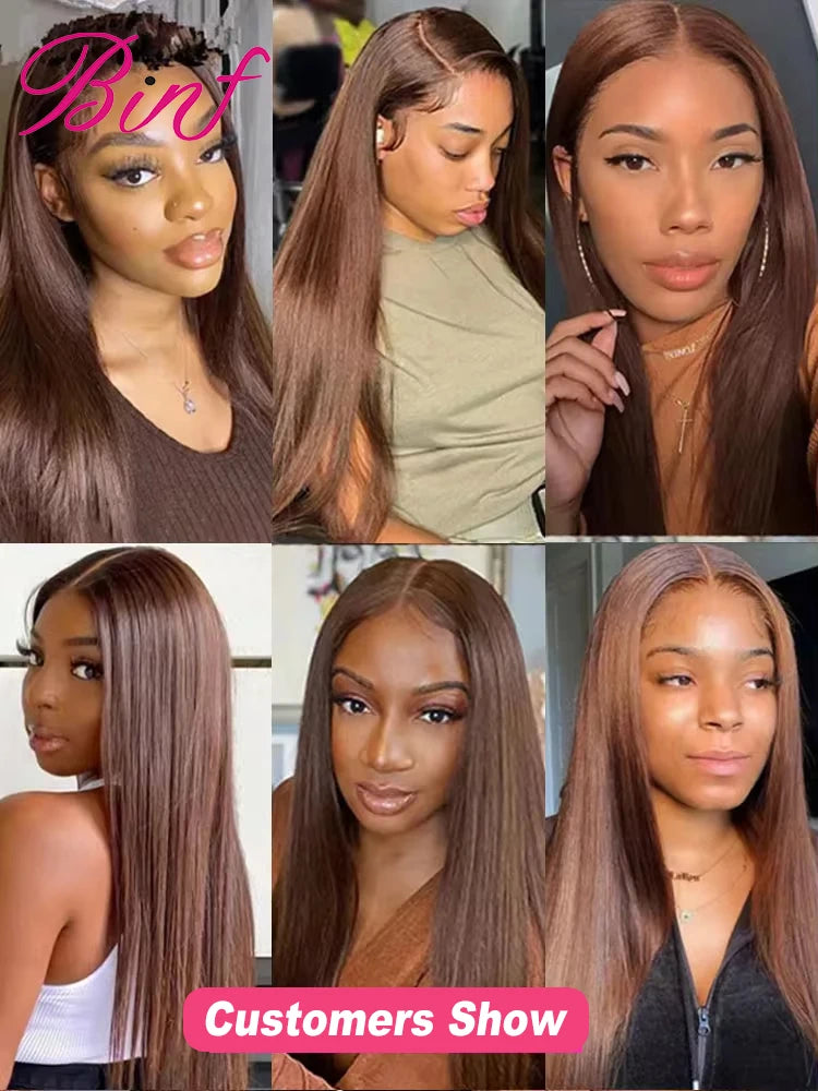 Wholesale Brown Straight Human Hair Bundles With HD Lace Closure