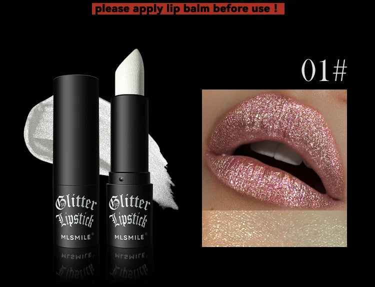 7 Colors Waterproof Glitter Lipstick Long Lasting Metallic Makeup for Women