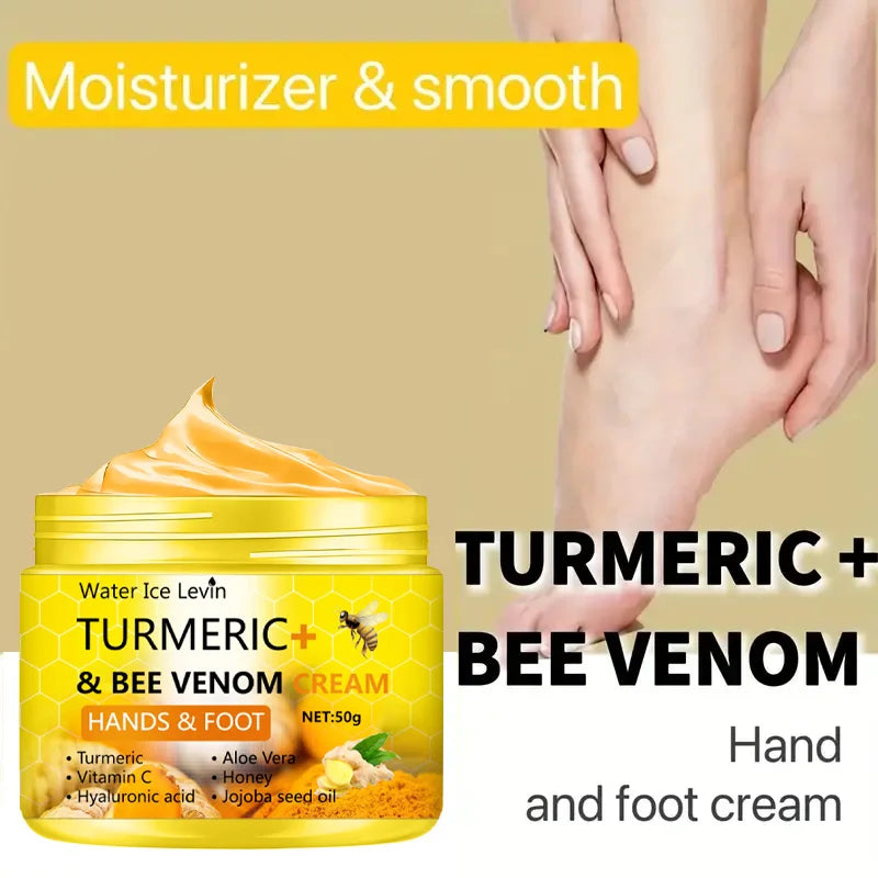 Turmeric Bee Venom Foot Cream for Cracked Skin Repair and Moisturizing Care 50g