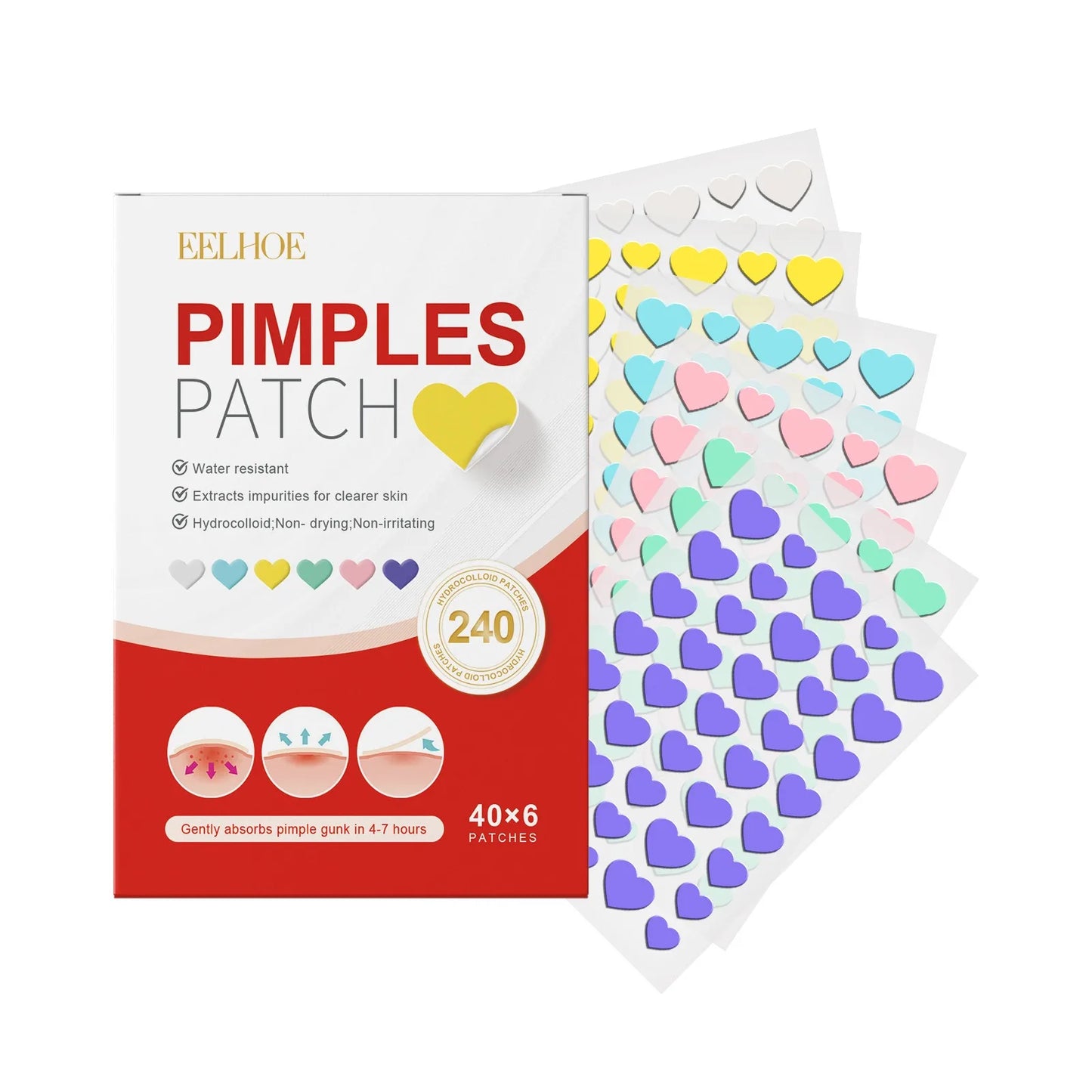 240 Pcs Heart and Star Shape Acne Patches for Zits and Blemishes Care