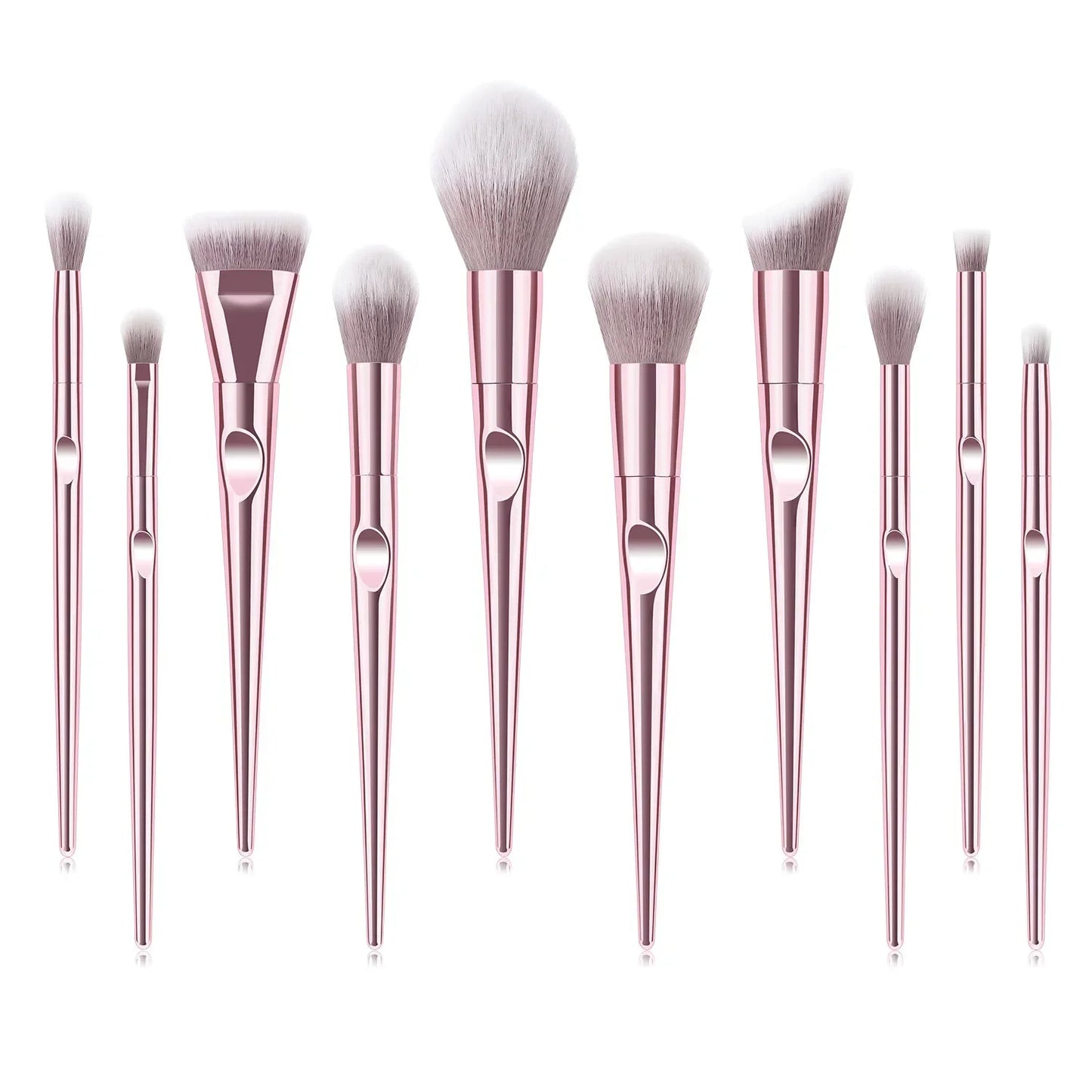 10 Pcs Pro Makeup Brushes Set With Bag Foundation Eyebrow Eyeshadow Cosmetic Tools
