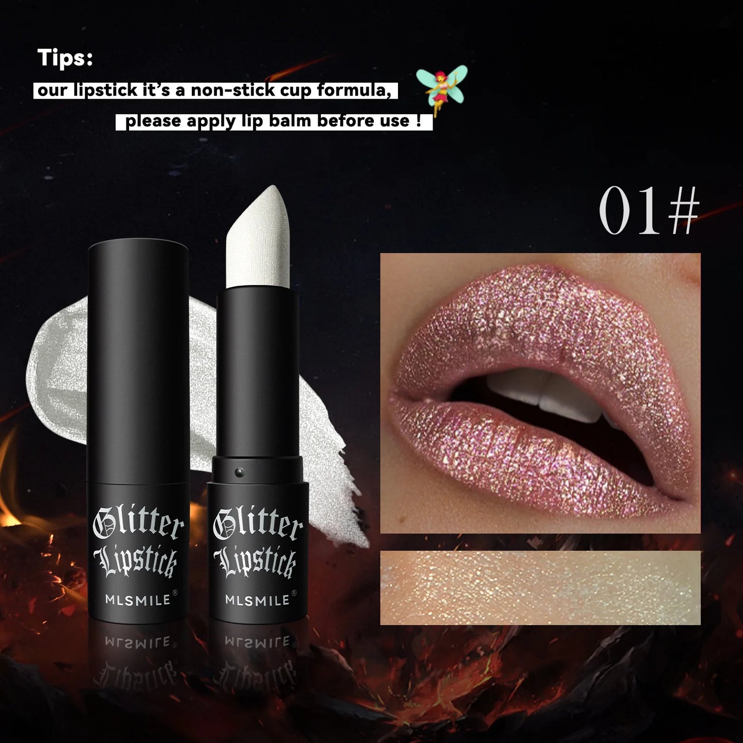 7 Colors Waterproof Glitter Lipstick Long Lasting Metallic Makeup for Women