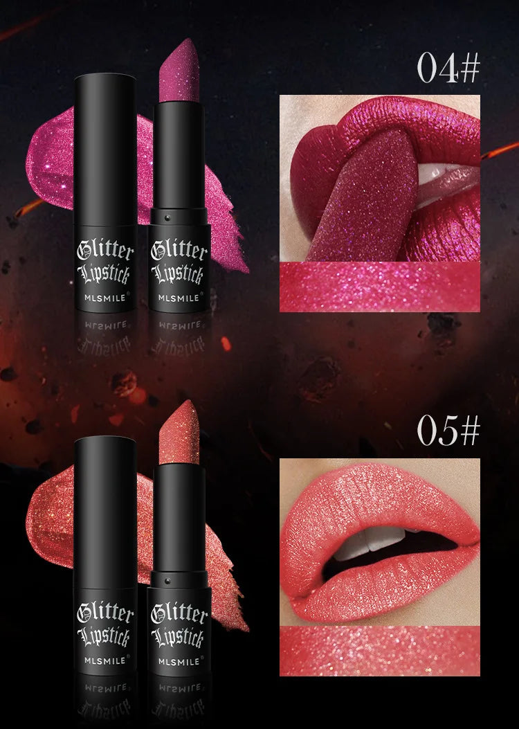 7 Colors Waterproof Glitter Lipstick Long Lasting Metallic Makeup for Women