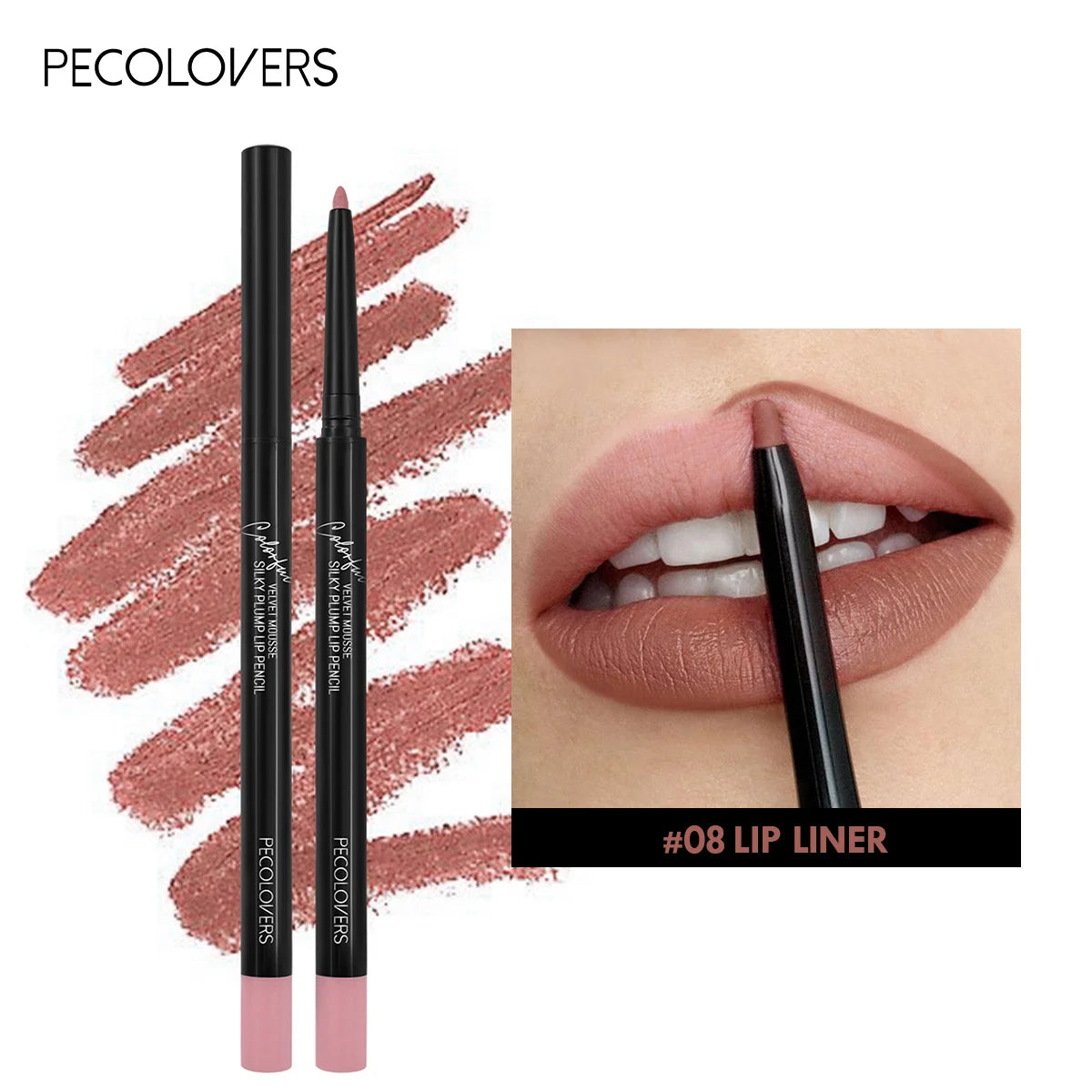 Waterproof Matte Lipliner Pencil in Red Long Lasting Non-Stick Moisturizing Tint