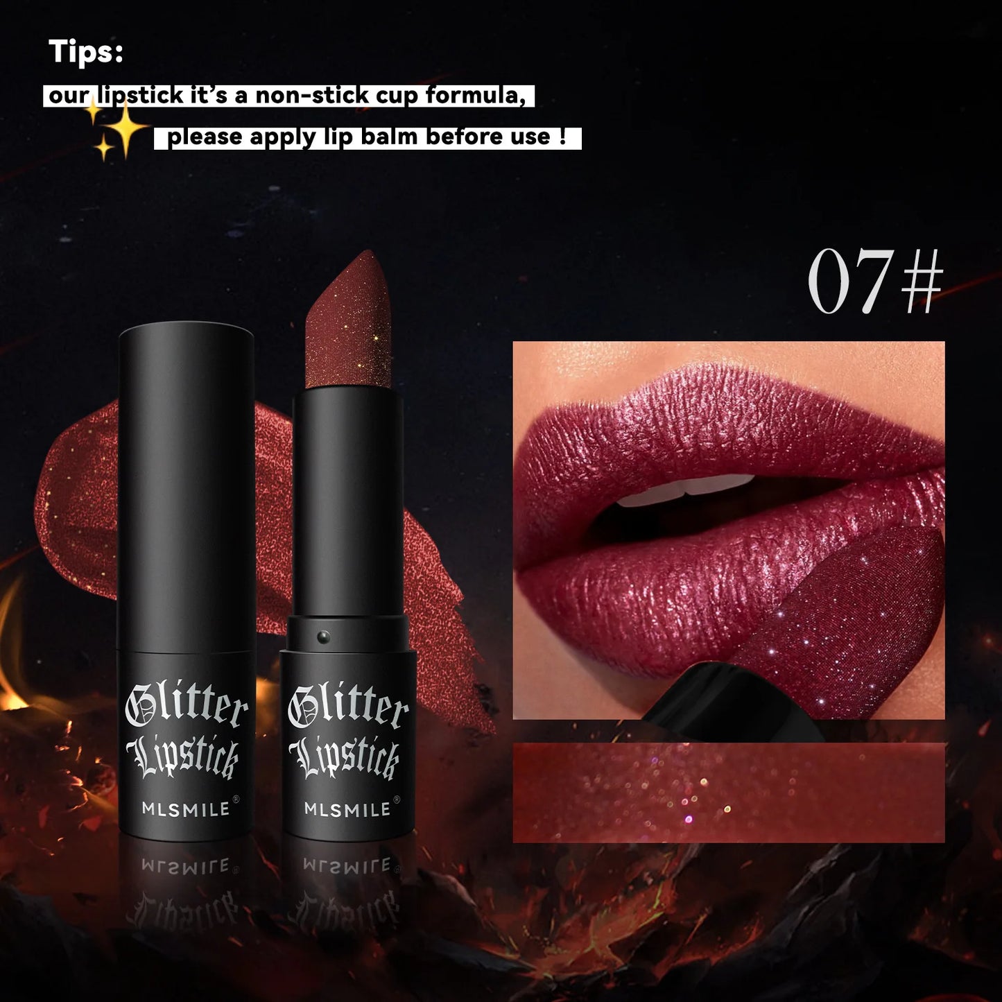7 Colors Waterproof Glitter Lipstick Long Lasting Metallic Makeup for Women