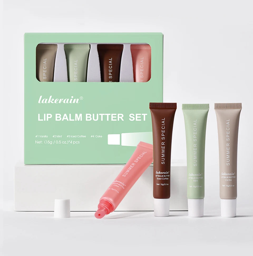 Lip Balm Set Four Pack Deep Moisturizing Lip Care Nourishing Color Lip Glaze Kit For Smooth Lips