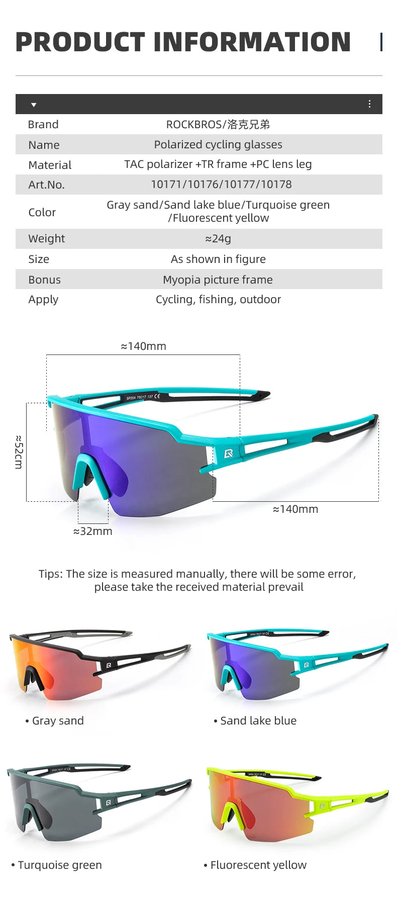 ROCKBROS UV400 Polarized Cycling Glasses for Outdoor Sports and Fishing