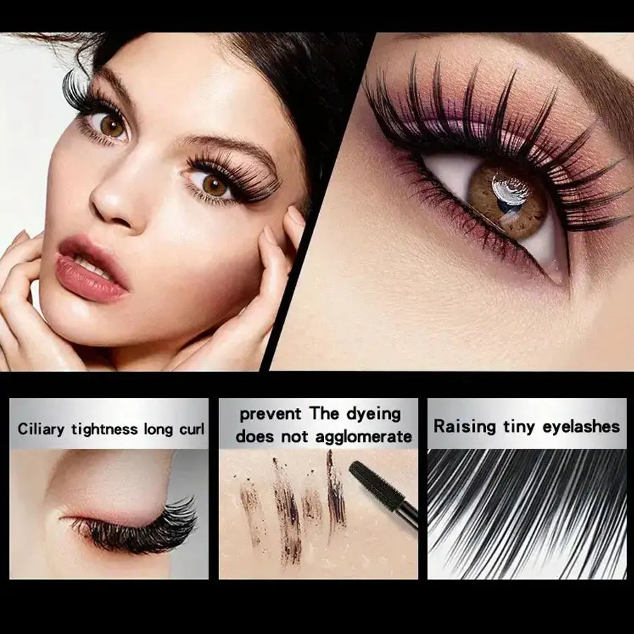 Waterproof 4D Mascara for Thick Long Lashes Curling Smudge-proof Makeup Tool