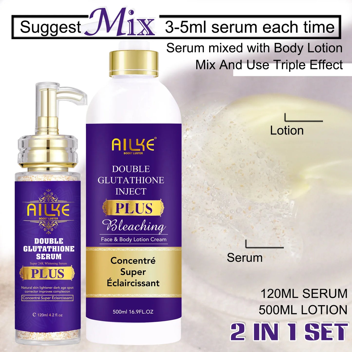 AILKE Glutathione Bleaching Cream Advanced Lightening Lotion for Glowing Skin