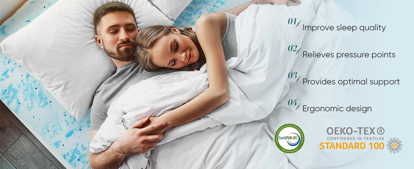 JHK Gel Memory Foam Mattress Topper 2-3 Inch Full Size Cooling Soft And Breathable Bed Topper For Bedroom Furniture