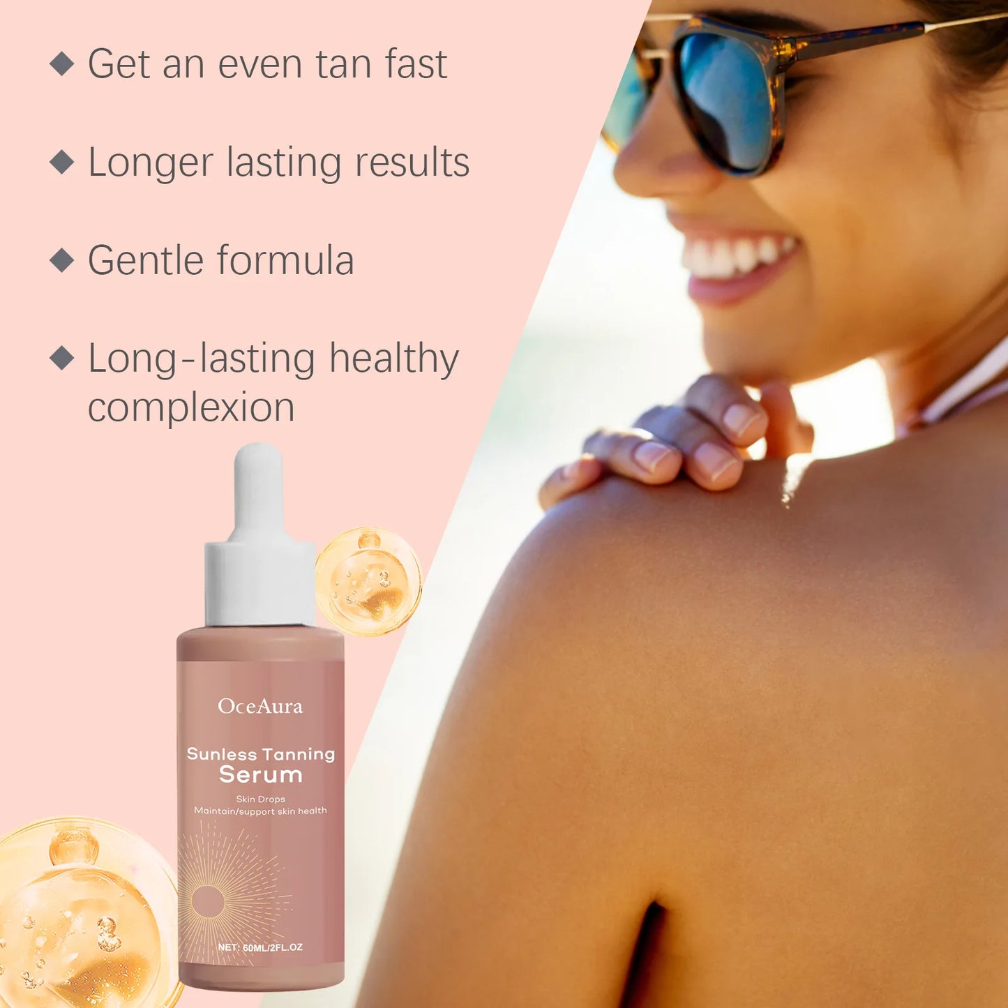 Herbal Sunless Tanning Lotion Serum Natural Bronzer for Darker Skin Tone