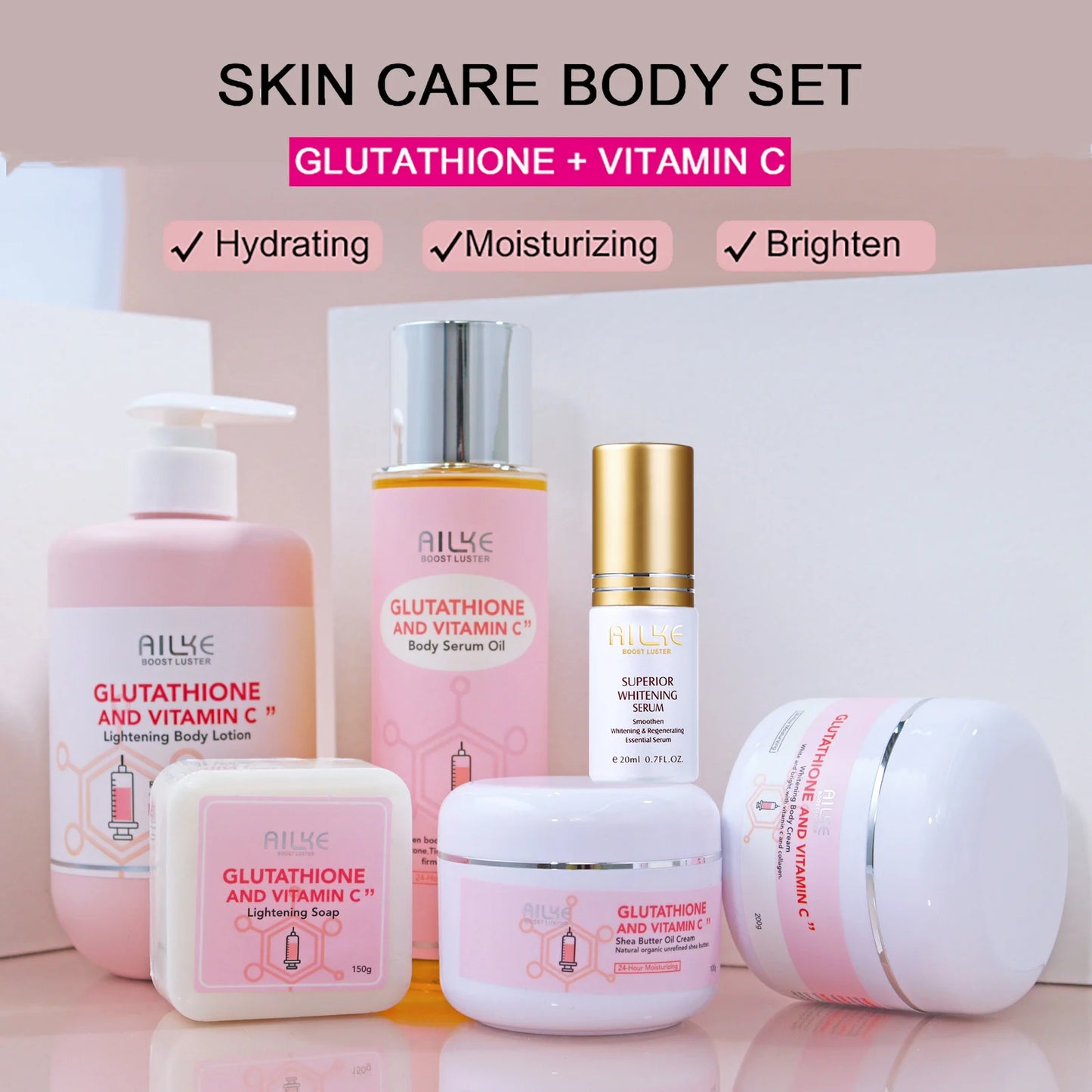 AILKE Whitening Skin Care Set with Glutathione and Vitamin C for Bright Skin