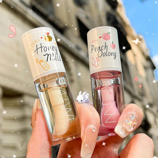 Peach Milk Honey Lip Oil Moisturizing Gloss Fades Lip Lines With Big Brush