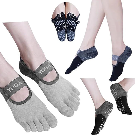 Women's Five Finger Yoga Socks with Anti Slip Design for Pilates Fitness