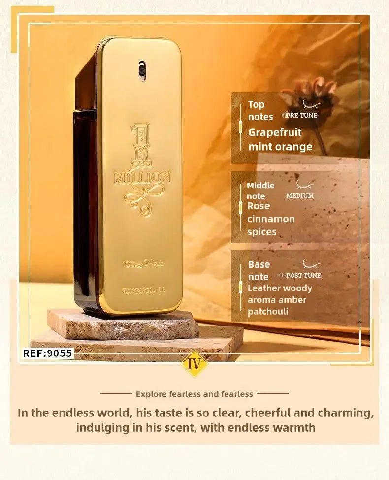 Golden Millionaire Perfume 100ml Leather Scent Luxury Long Lasting Fragrance