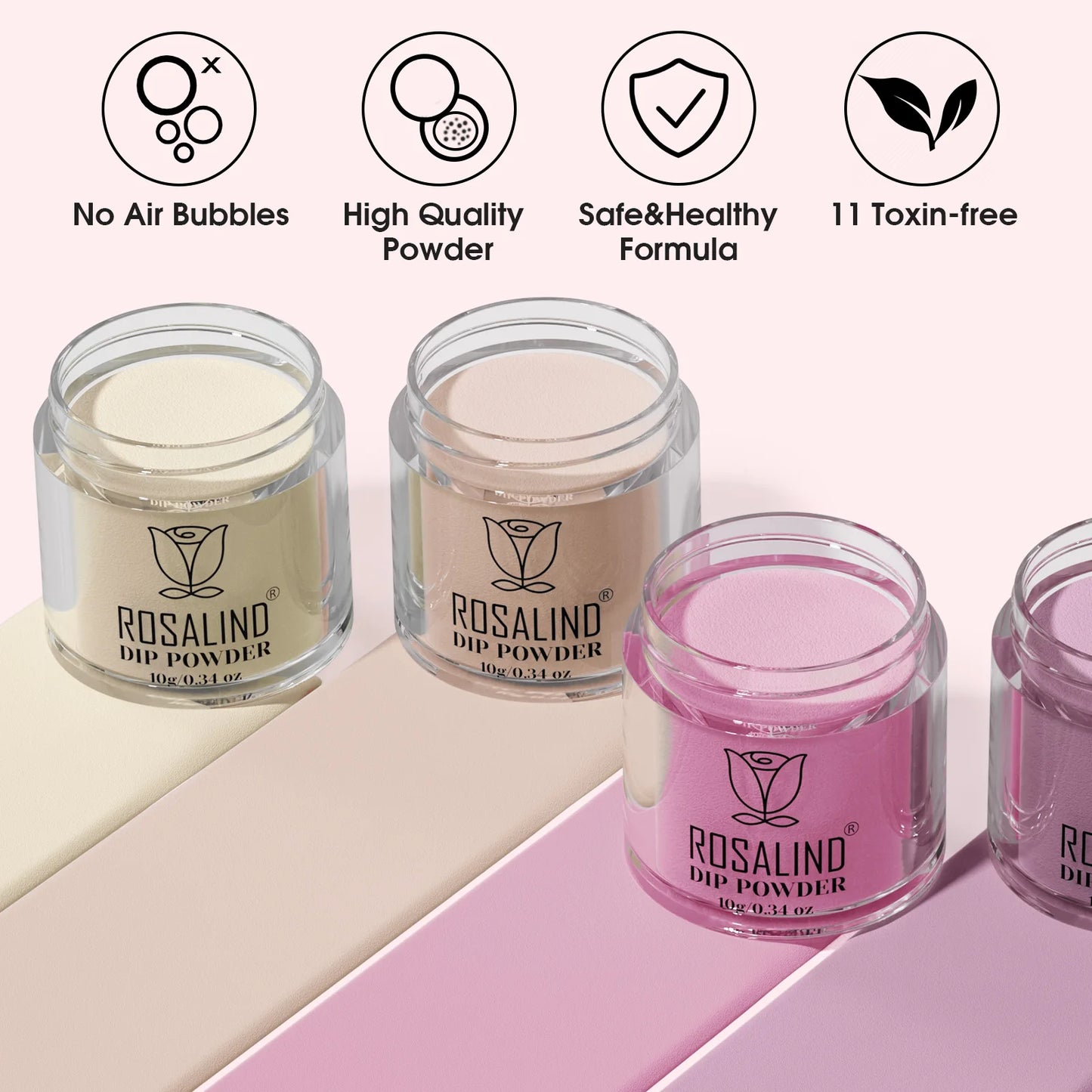 Rosalind 6 Colors Dip Powder Nail Kit With Base And Top Liquid Set For Dip Nails Starter Kit