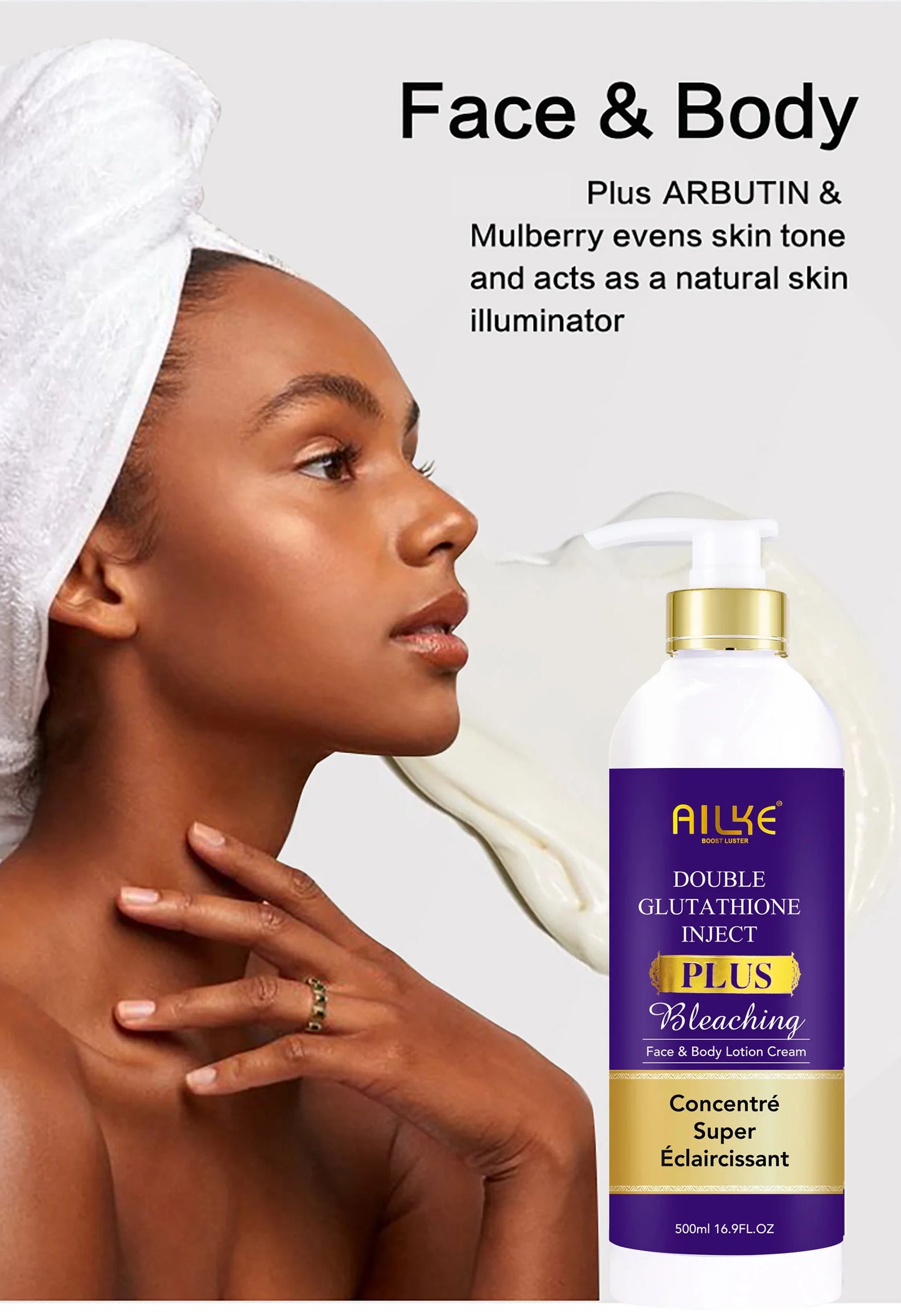 AILKE Glutathione Bleaching Cream Advanced Lightening Lotion for Glowing Skin