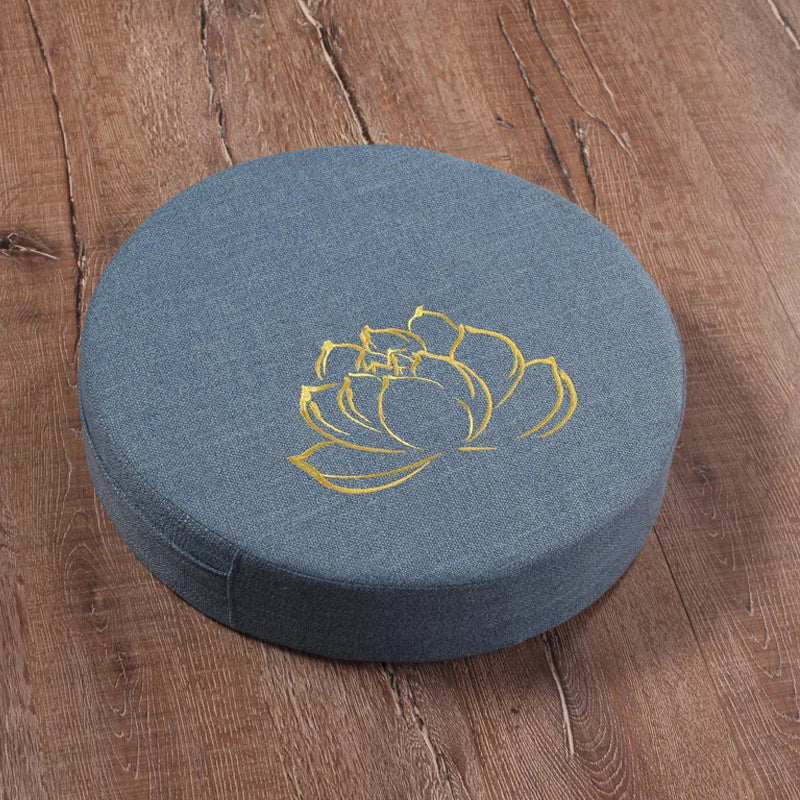 Round Yoga Meditation Cushion 40X6cm Linen Backrest Pillow for Relaxation