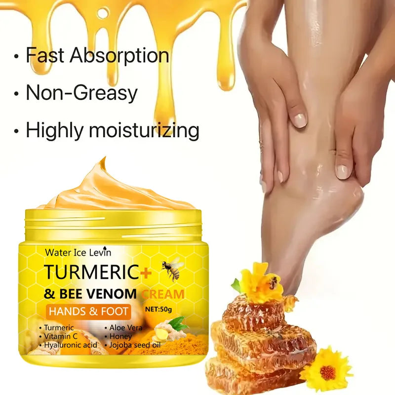 Turmeric Bee Venom Foot Cream for Cracked Skin Repair and Moisturizing Care 50g