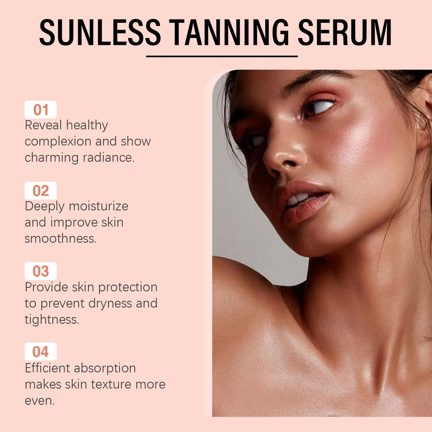 Herbal Sunless Tanning Lotion Serum Natural Bronzer for Darker Skin Tone