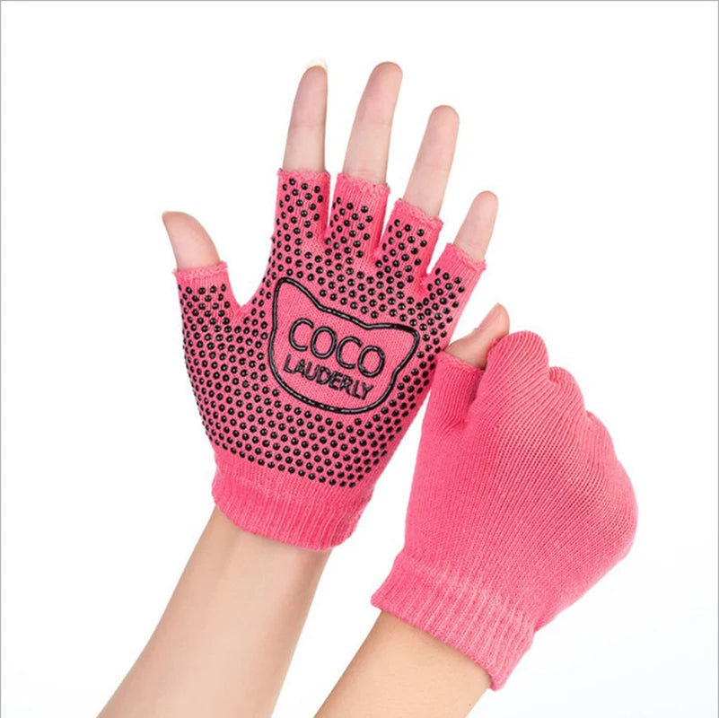 Cotton Half Finger Gym Training Gloves for Women Non Slip and Sweat Absorbent