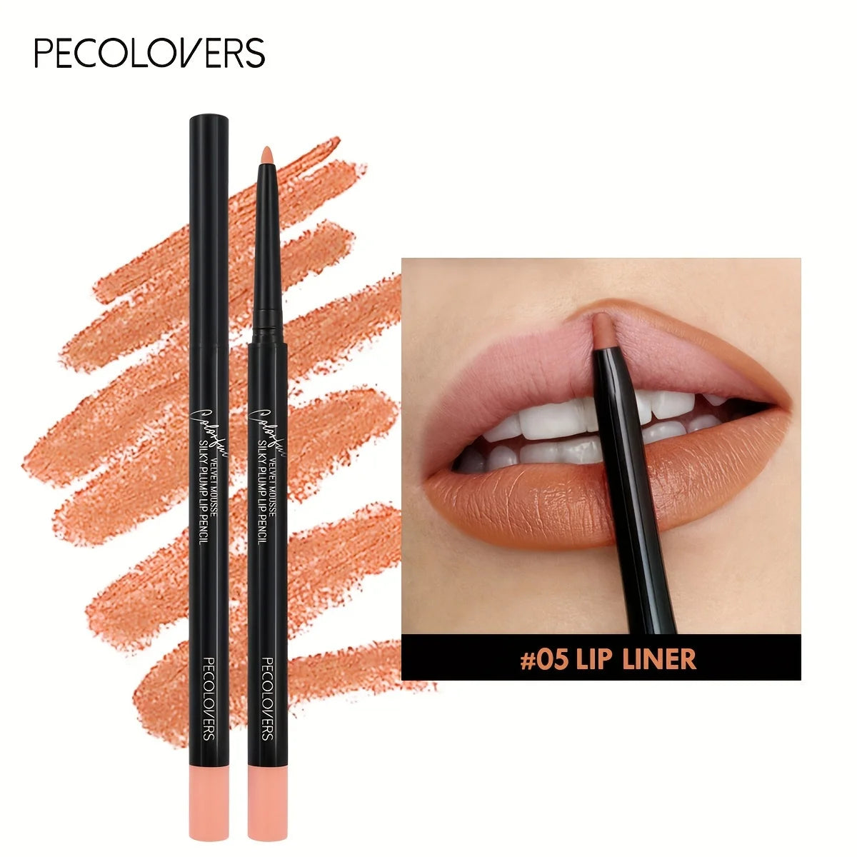 Waterproof Matte Lipliner Pencil in Red Long Lasting Non-Stick Moisturizing Tint