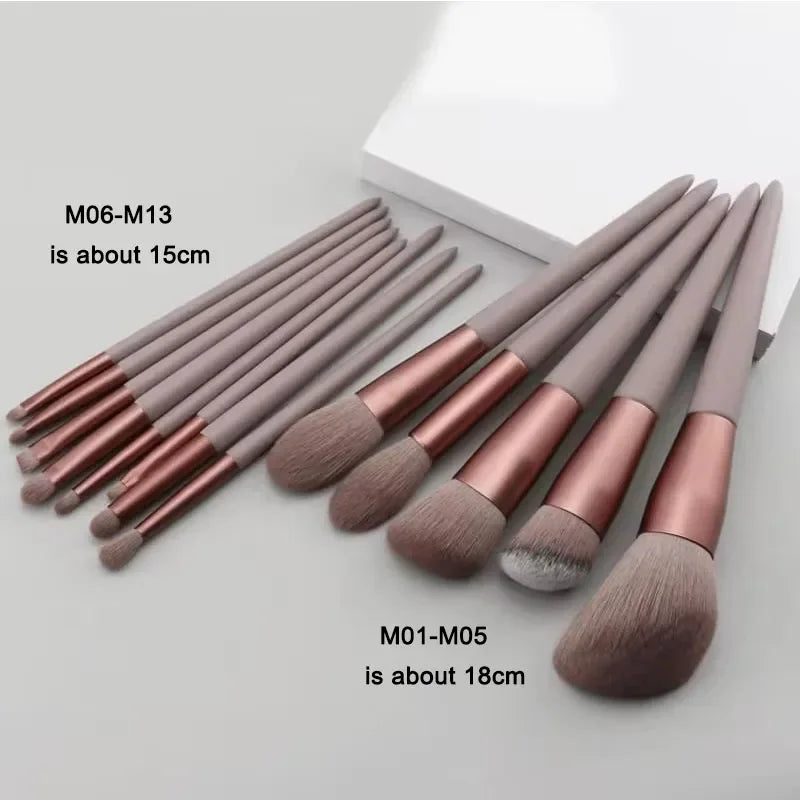 13 15 Piece Nylon Makeup Brush Set For Eyeshadow Foundation With Soft Cosmetic Tools In Carry Bag
