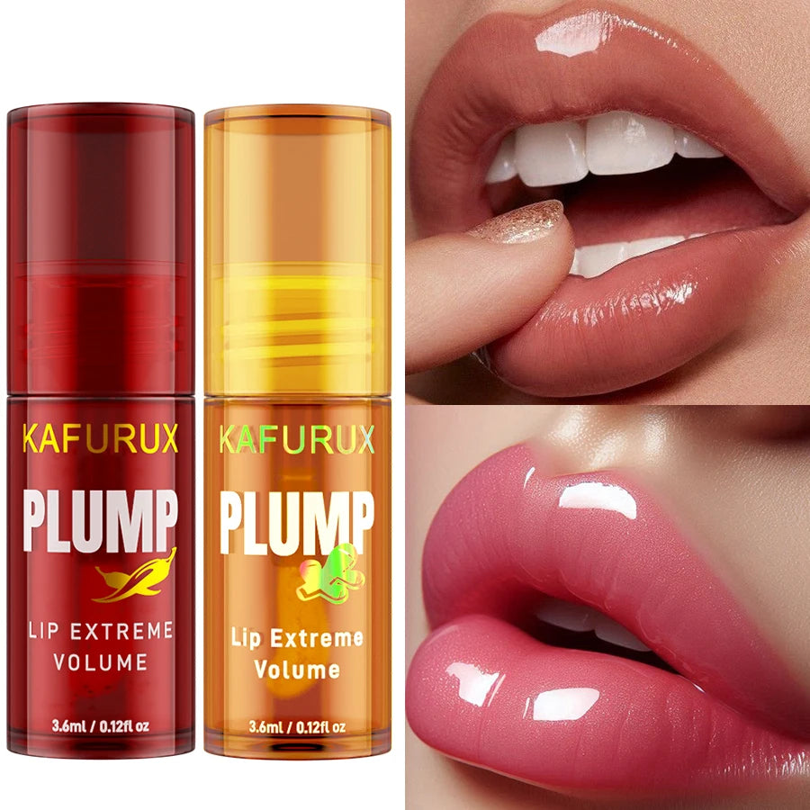 2PC Lip Plump Long Lasting Moisturizing Oil Gloss Serum for Fine Lines