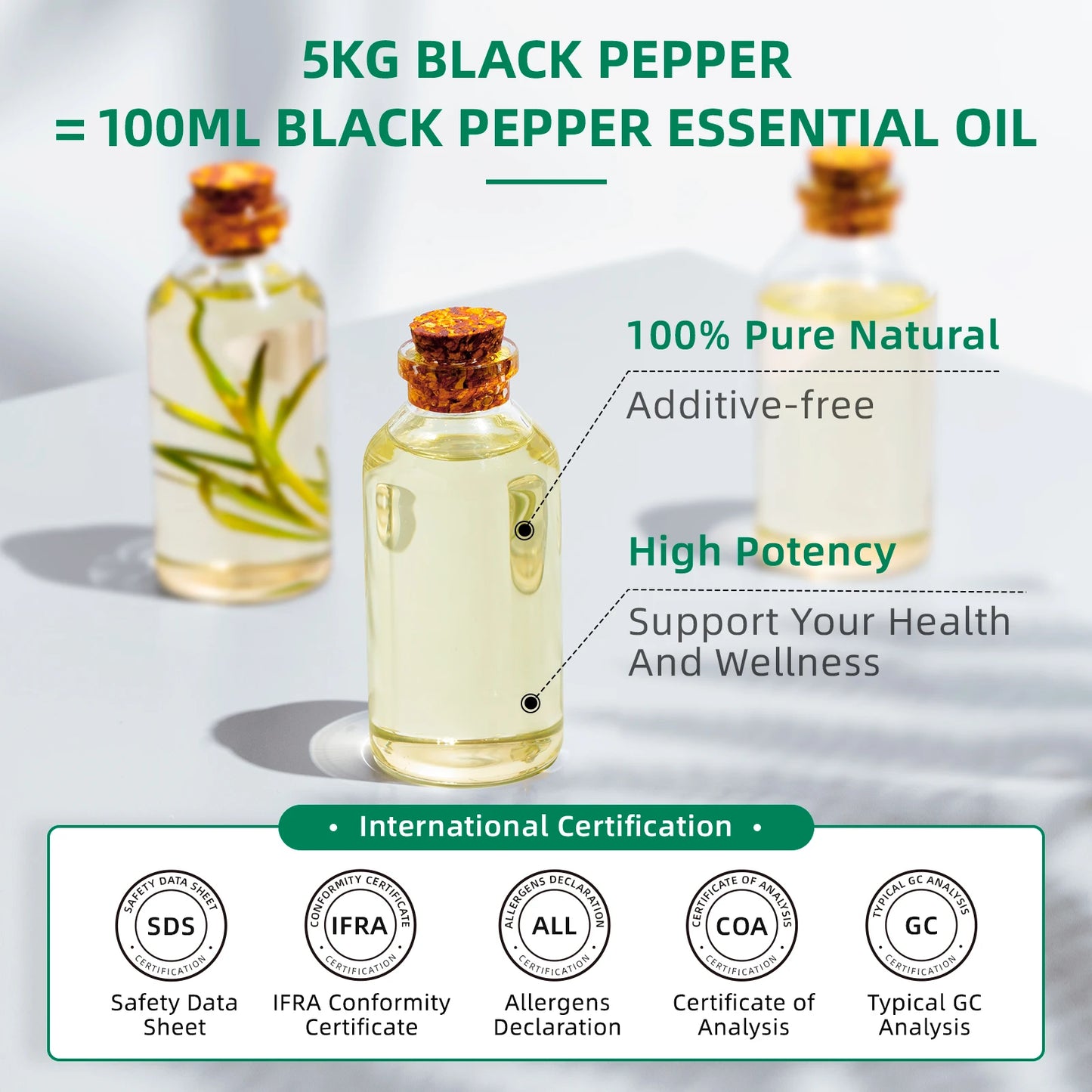 HIQILI 100ML Black Pepper Essential Oil 100 Percent Pure for Diffusers and Candles