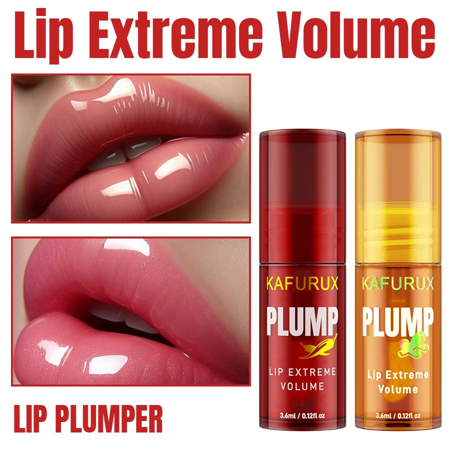 2PC Lip Plump Long Lasting Moisturizing Oil Gloss Serum for Fine Lines