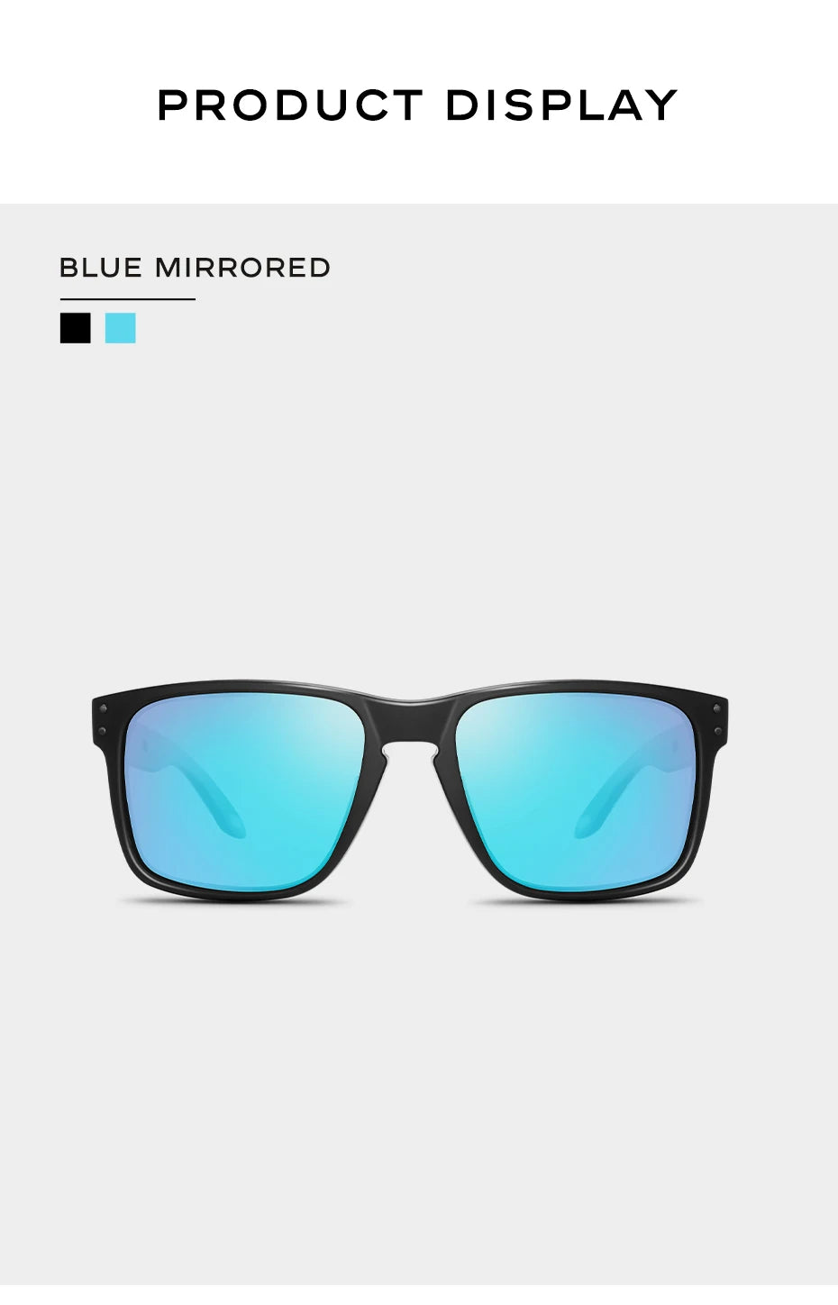 CaponI Blue Mirror Polarized Sunglasses for Men Vintage Square Frame Eyewear