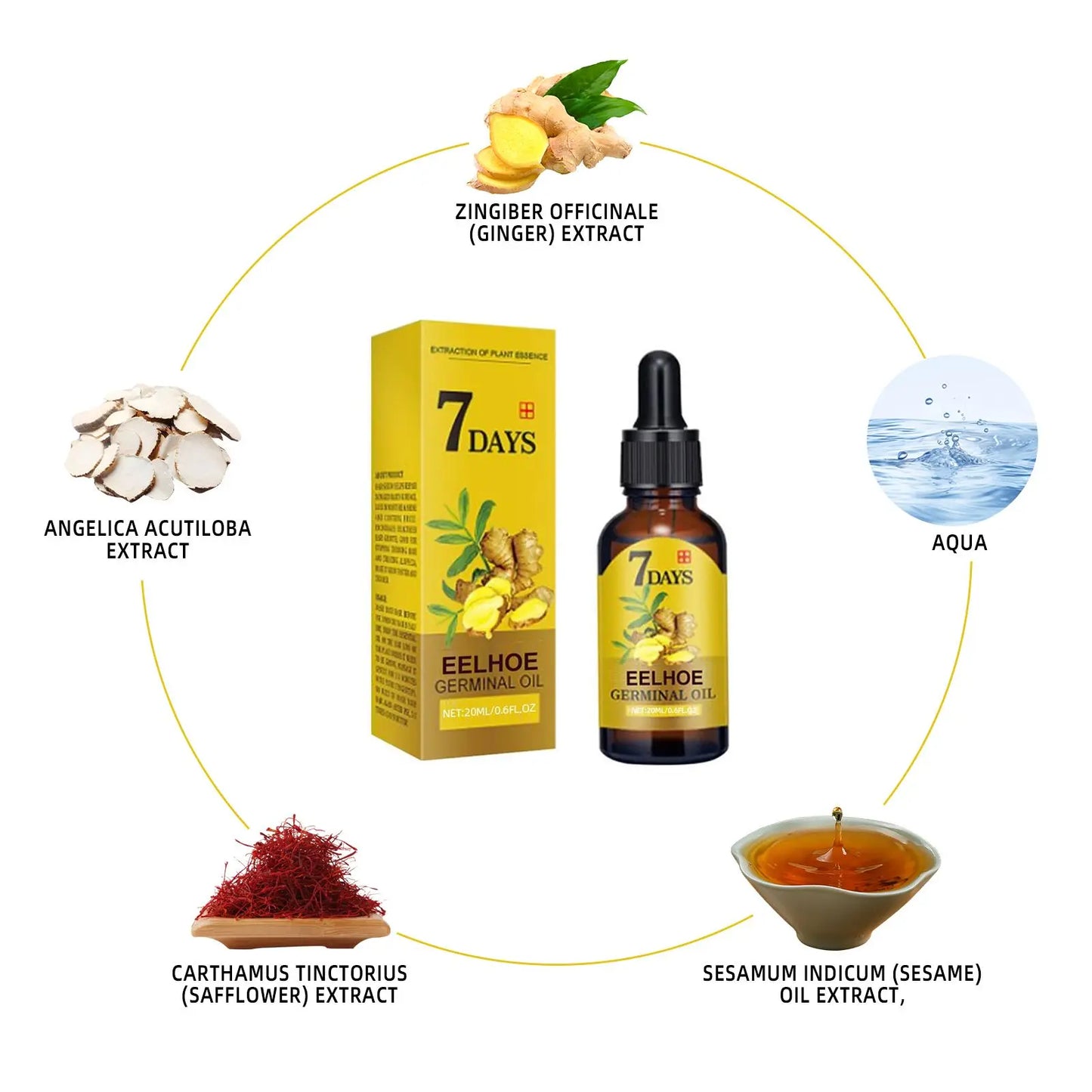 EELHOE Ginger Hair Growth Oil Natural Anti-Hair Loss Treatment 40ml