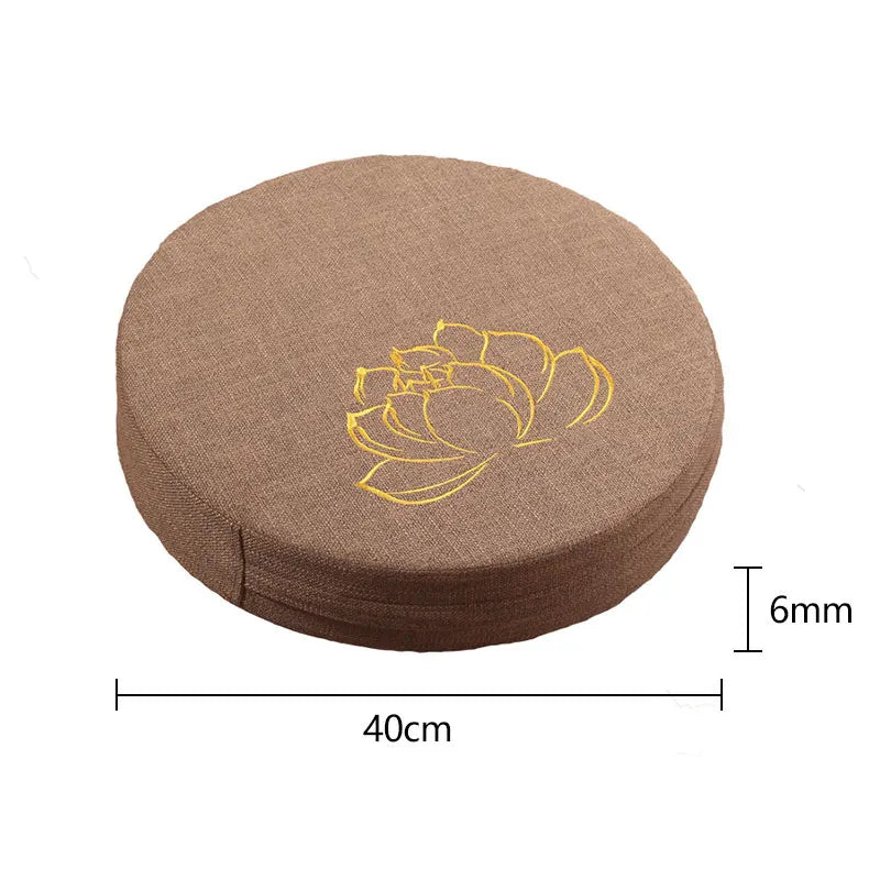 Round Yoga Meditation Cushion 40X6cm Linen Backrest Pillow for Relaxation