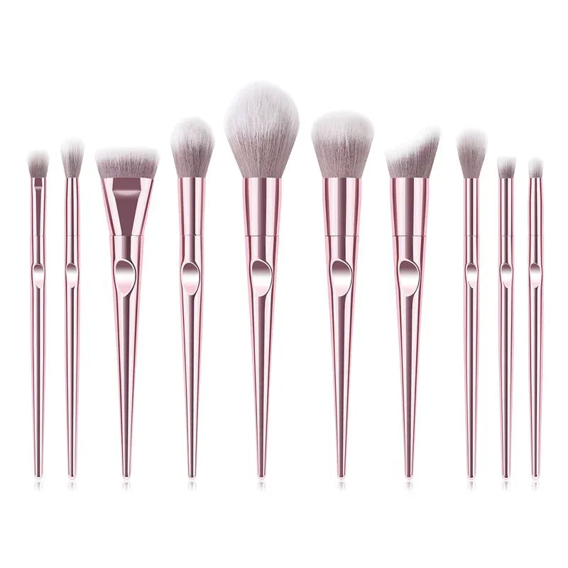 10 Pcs Pro Makeup Brushes Set With Bag Foundation Eyebrow Eyeshadow Tools For Professionals And Everyday Makeup