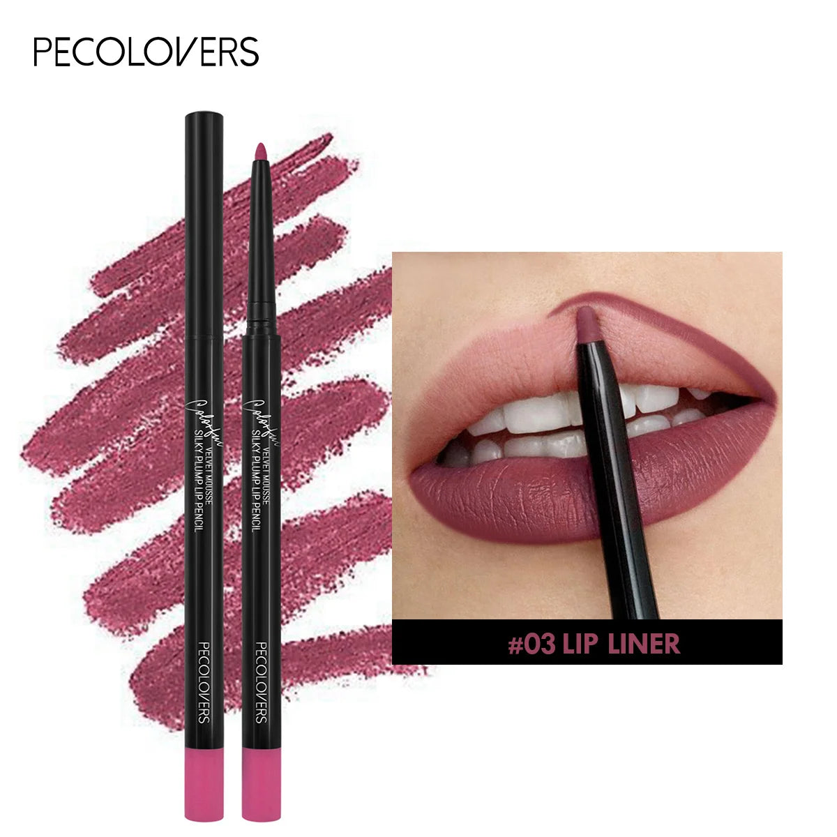 Waterproof Matte Lipliner Pencil in Red Long Lasting Non-Stick Moisturizing Tint