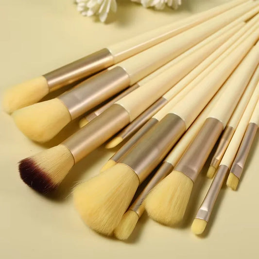13 15 Piece Nylon Makeup Brush Set For Eyeshadow Foundation With Soft Cosmetic Tools In Carry Bag
