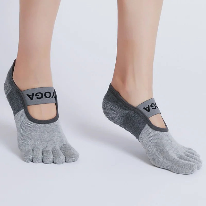 Women's Five Finger Yoga Socks with Anti Slip Design for Pilates Fitness