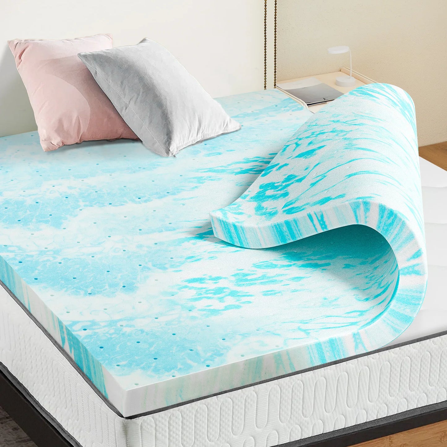 JHK Gel Memory Foam Mattress Topper 2-3 Inch Full Size Cooling Soft And Breathable Bed Topper For Bedroom Furniture