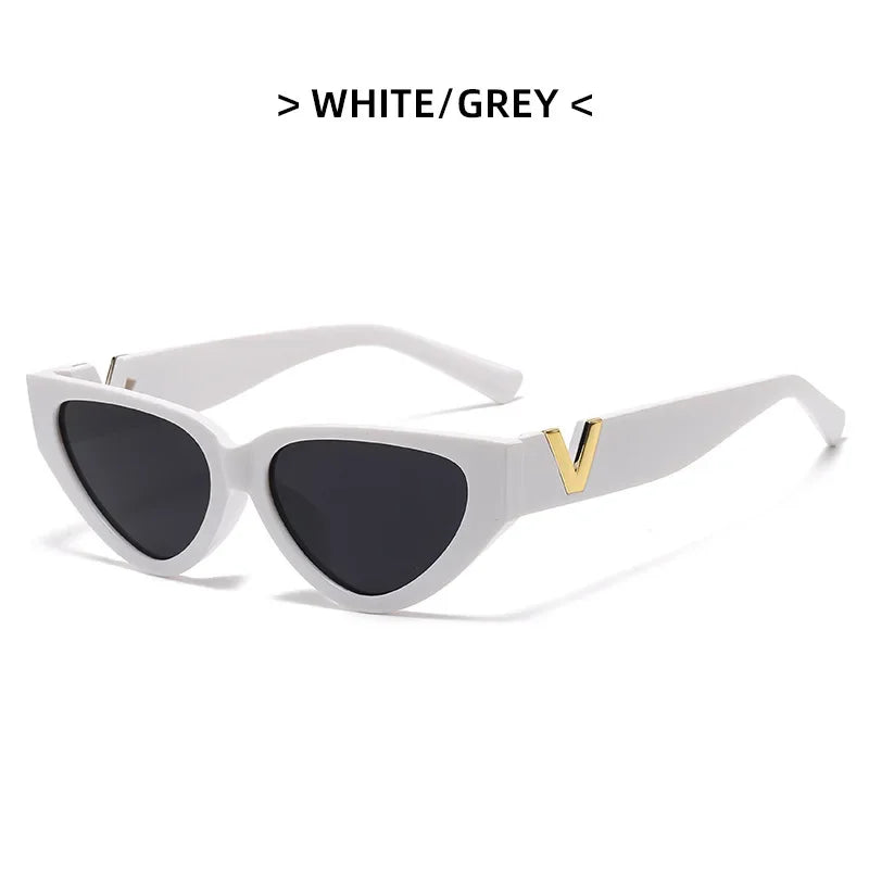 Luxury Glamour Women's V Designer Cat Eye Sunglasses UV400 Fashion 2024