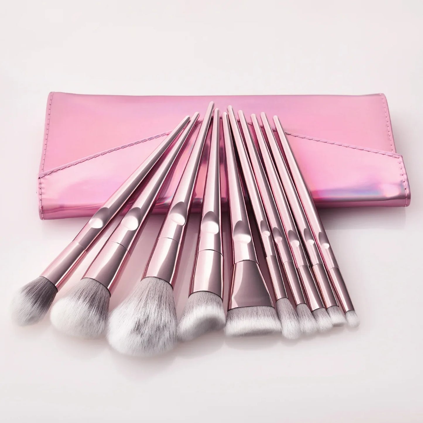 10 Pcs Pro Makeup Brushes Set With Bag Foundation Eyebrow Eyeshadow Tools For Professionals And Everyday Makeup
