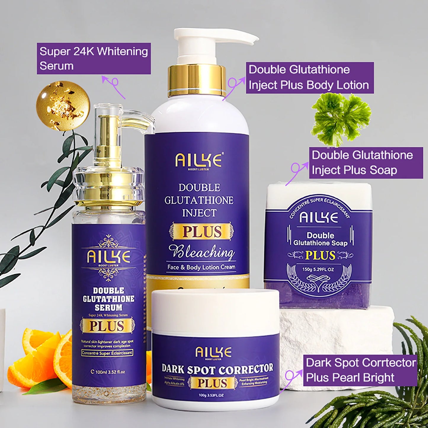 AILKE Glutathione Bleaching Cream Advanced Lightening Lotion for Glowing Skin