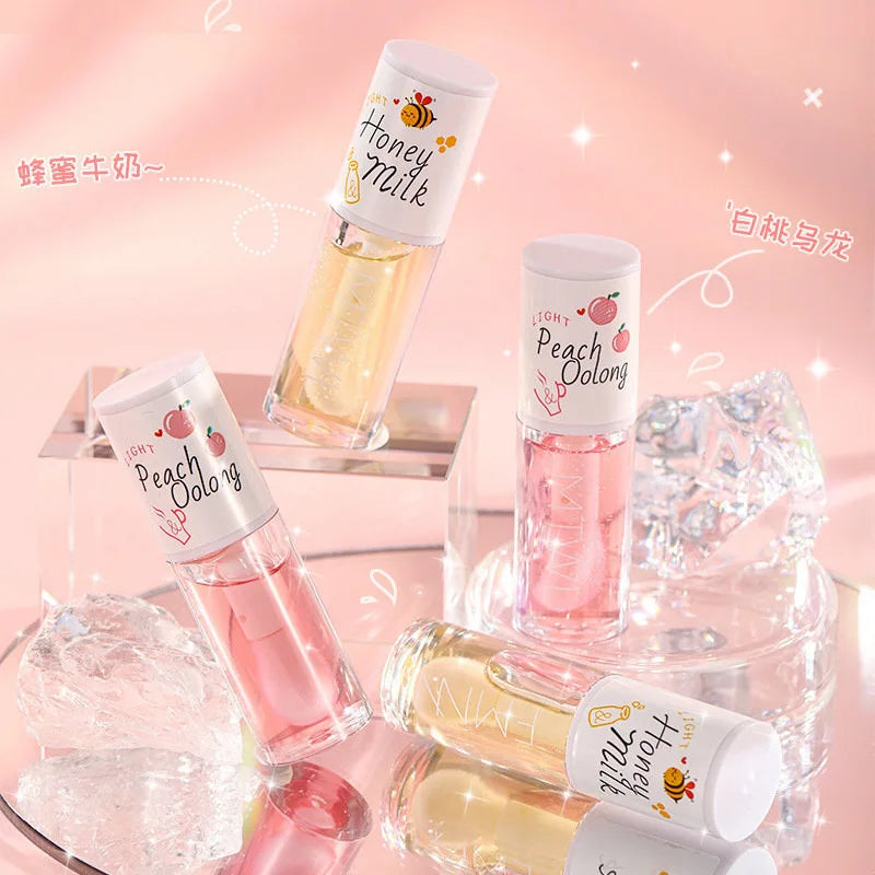 Peach Milk Honey Lip Oil Moisturizing Gloss Fades Lip Lines With Big Brush