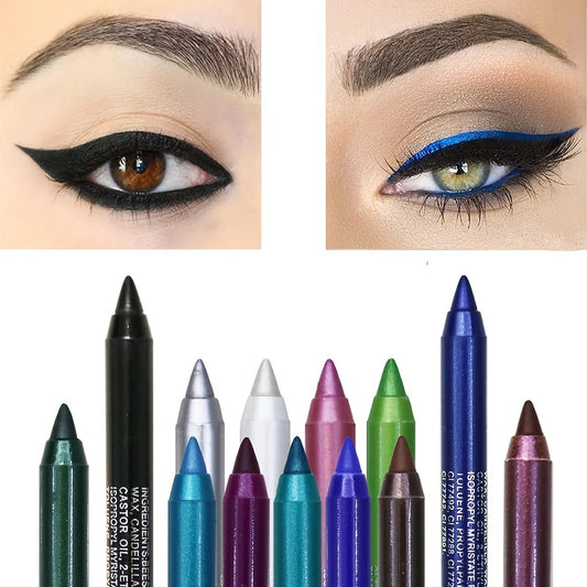 14-Color High Pigment Eyeliner Pen with Pearly Shimmer for Smokey Gothic Looks