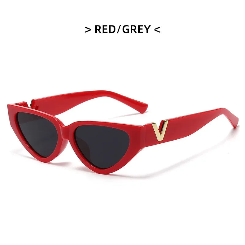 Luxury Glamour Women's V Designer Cat Eye Sunglasses UV400 Fashion 2024