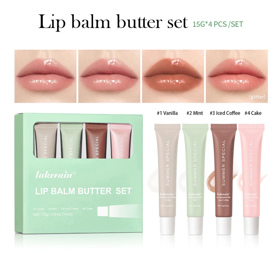 Lip Balm Set Four Pack Deep Moisturizing Lip Care Nourishing Color Lip Glaze Kit For Smooth Lips