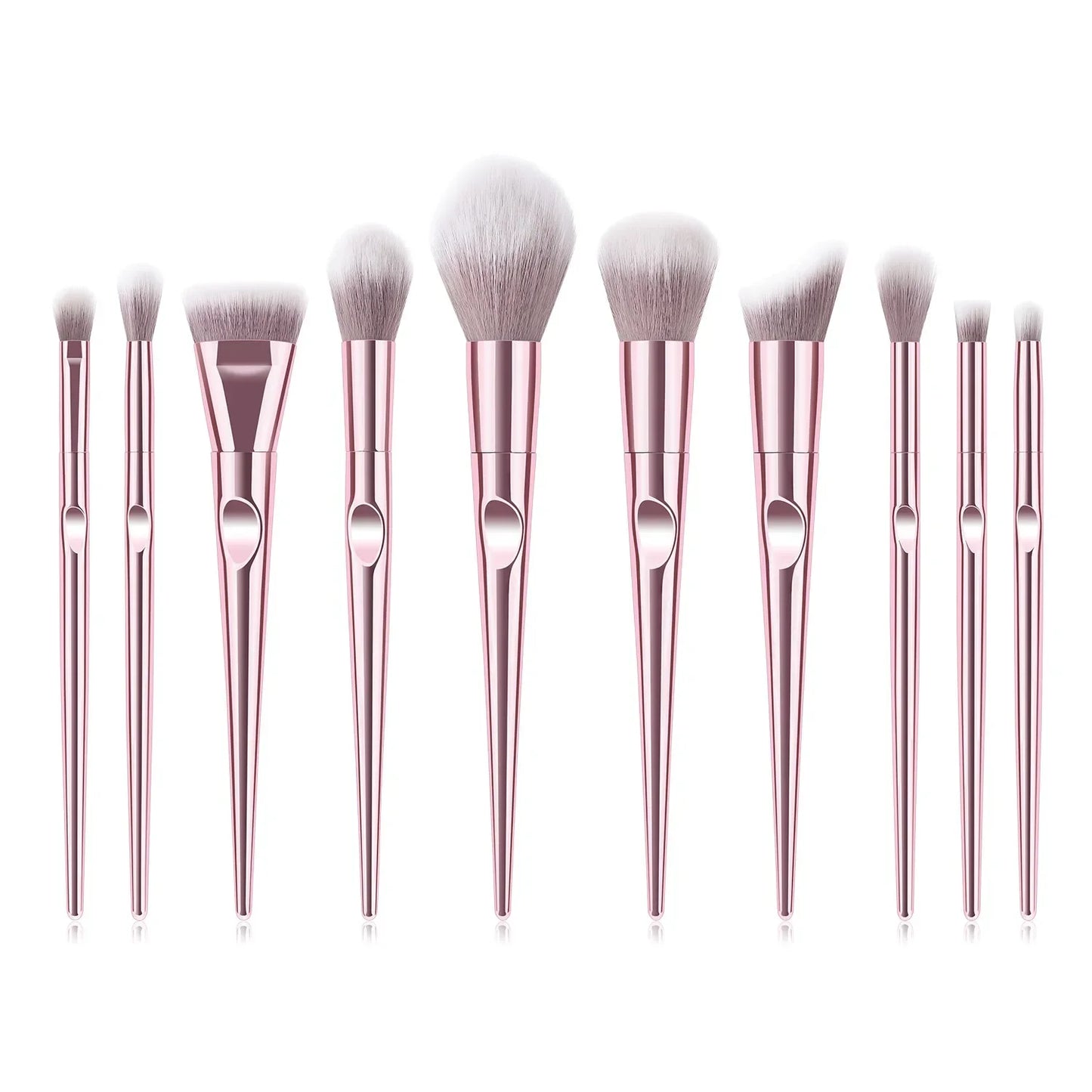 10 Pcs Pro Makeup Brushes Set With Bag Foundation Eyebrow Eyeshadow Tools For Professionals And Everyday Makeup
